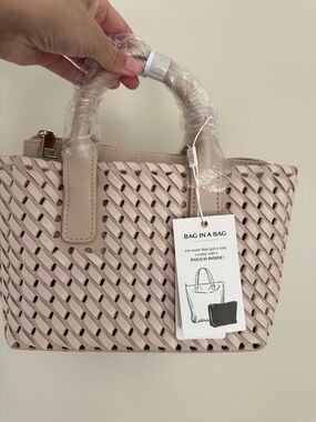 Urban Expressions Paisley Woven crossbody tote in almond